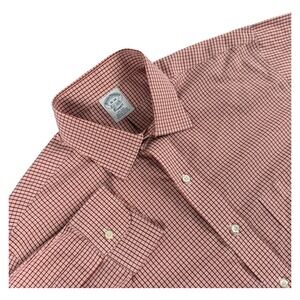 Brooks Brothers Shirt Mens 16-34 Red White Check Classic Fit L/S Button Down
